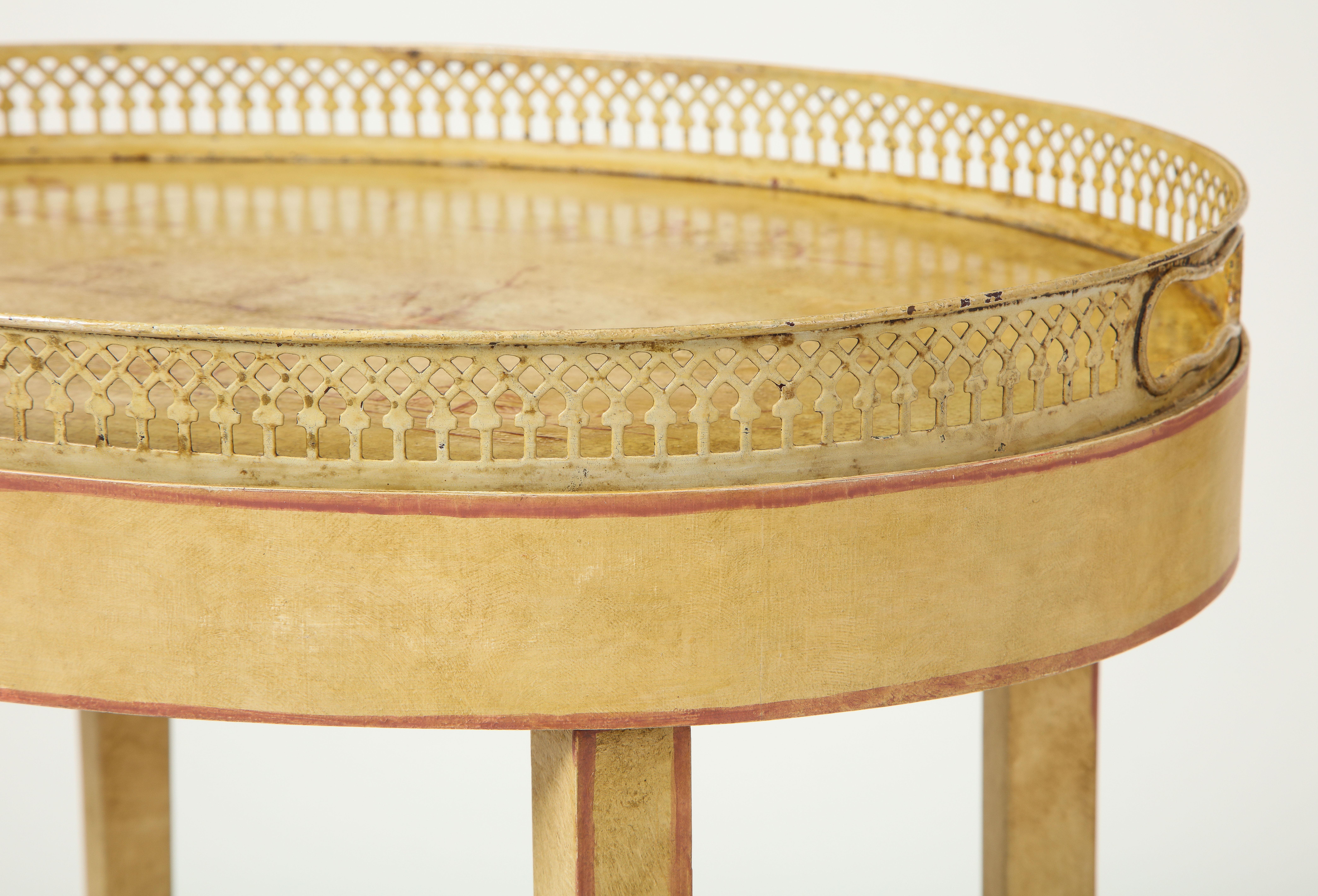 English Cream-Painted Oval Tray Table with Chinoiserie Decoration