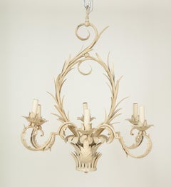 Cream-Painted Tôle Six-Light Chandelier