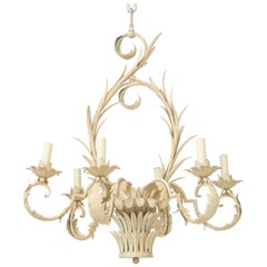 Cream-Painted Tôle Six-Light Chandelier