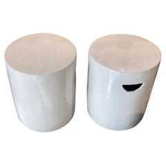 Cream Pair Round Terracotta Garden Stools, China, Contemporary