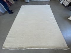 Cream Plain Ribbed Moroccan Design Area Rug