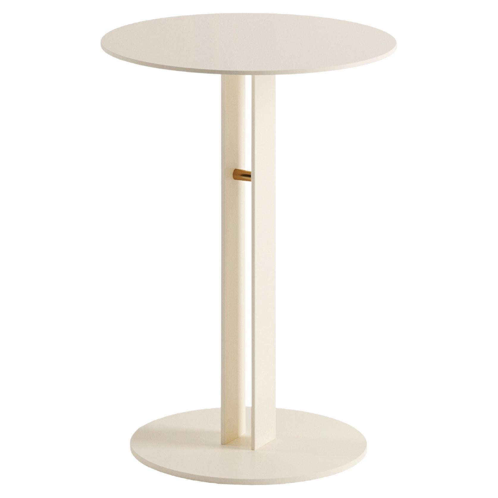 Cream Portman Side Table in Steel with Brass Designed by Master for Lemon