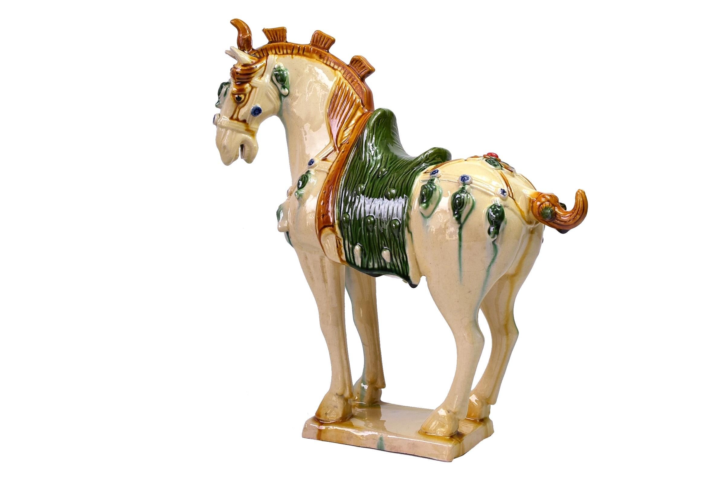 Cream Pottery Horse, Chinese San Cai Glaze 2