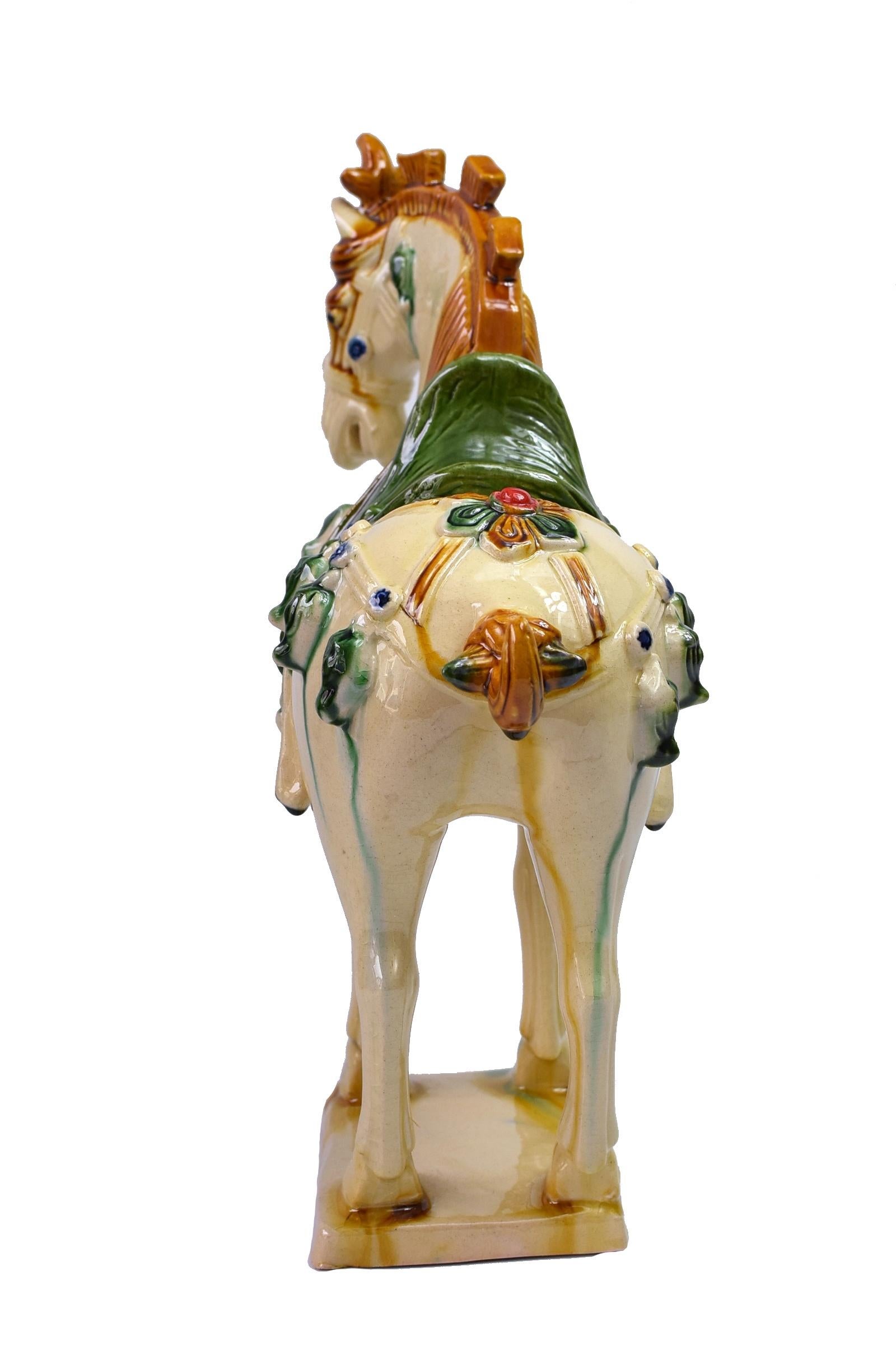 Cream Pottery Horse, Chinese San Cai Glaze 4