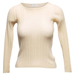 Maglia a maniche lunghe in lana a coste Prada, color crema, taglia IT 42