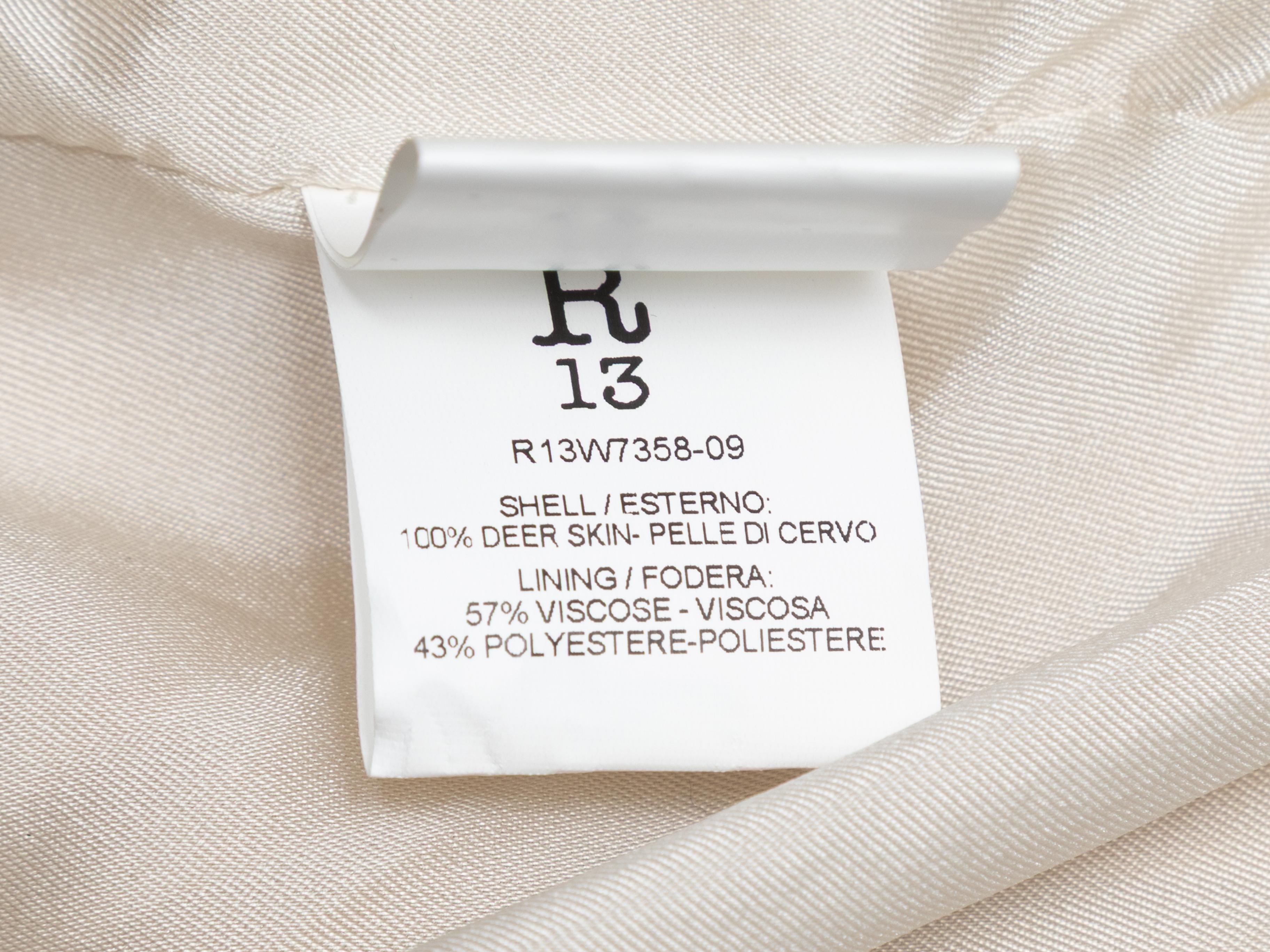 Beige Crème R13 Veste en cuir oversize à franges Taille US M/L en vente