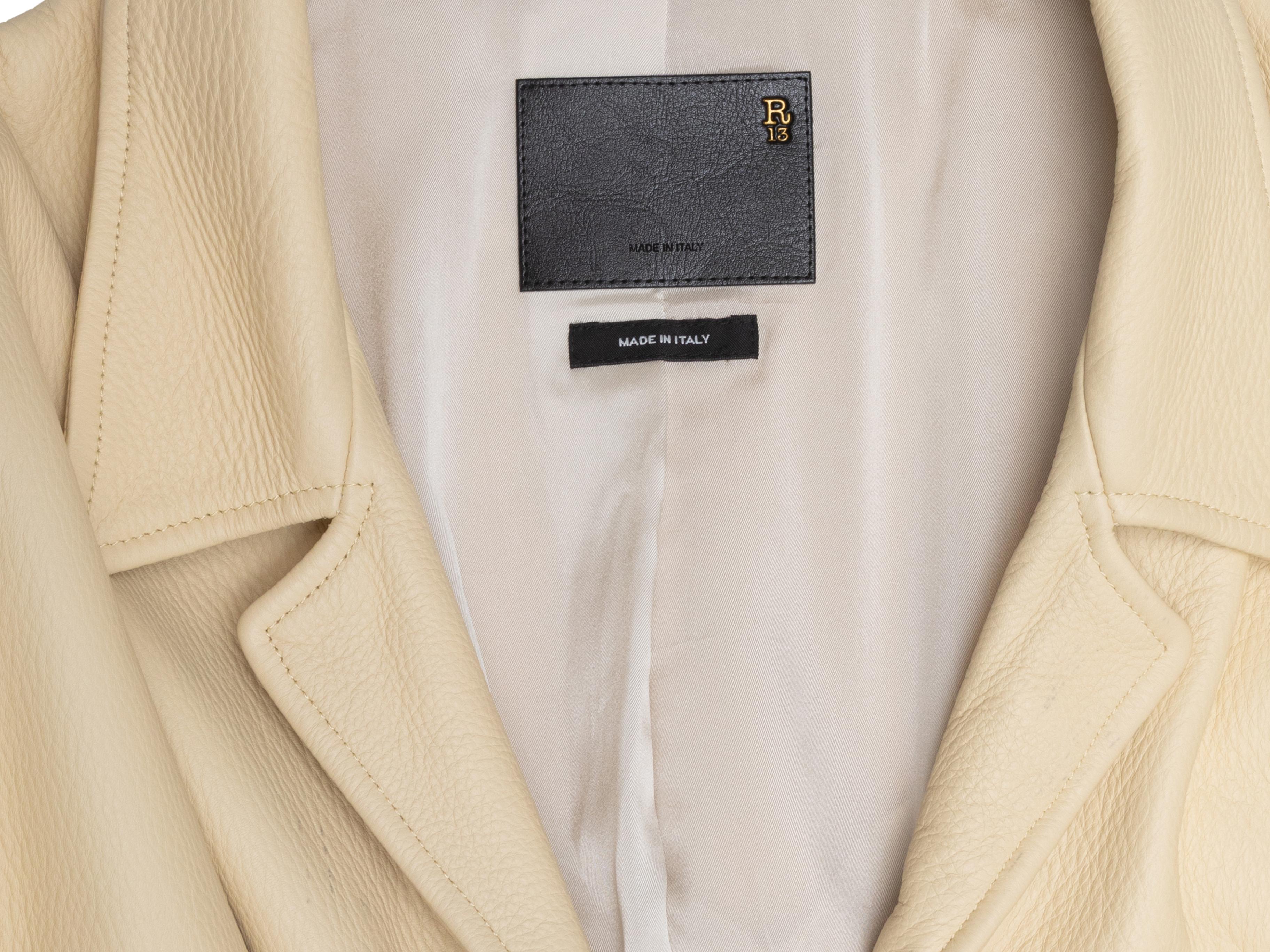 Crème R13 Veste en cuir oversize à franges Taille US M/L en vente 2