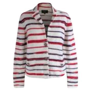 cream & red knitted cashmere jacket For Sale