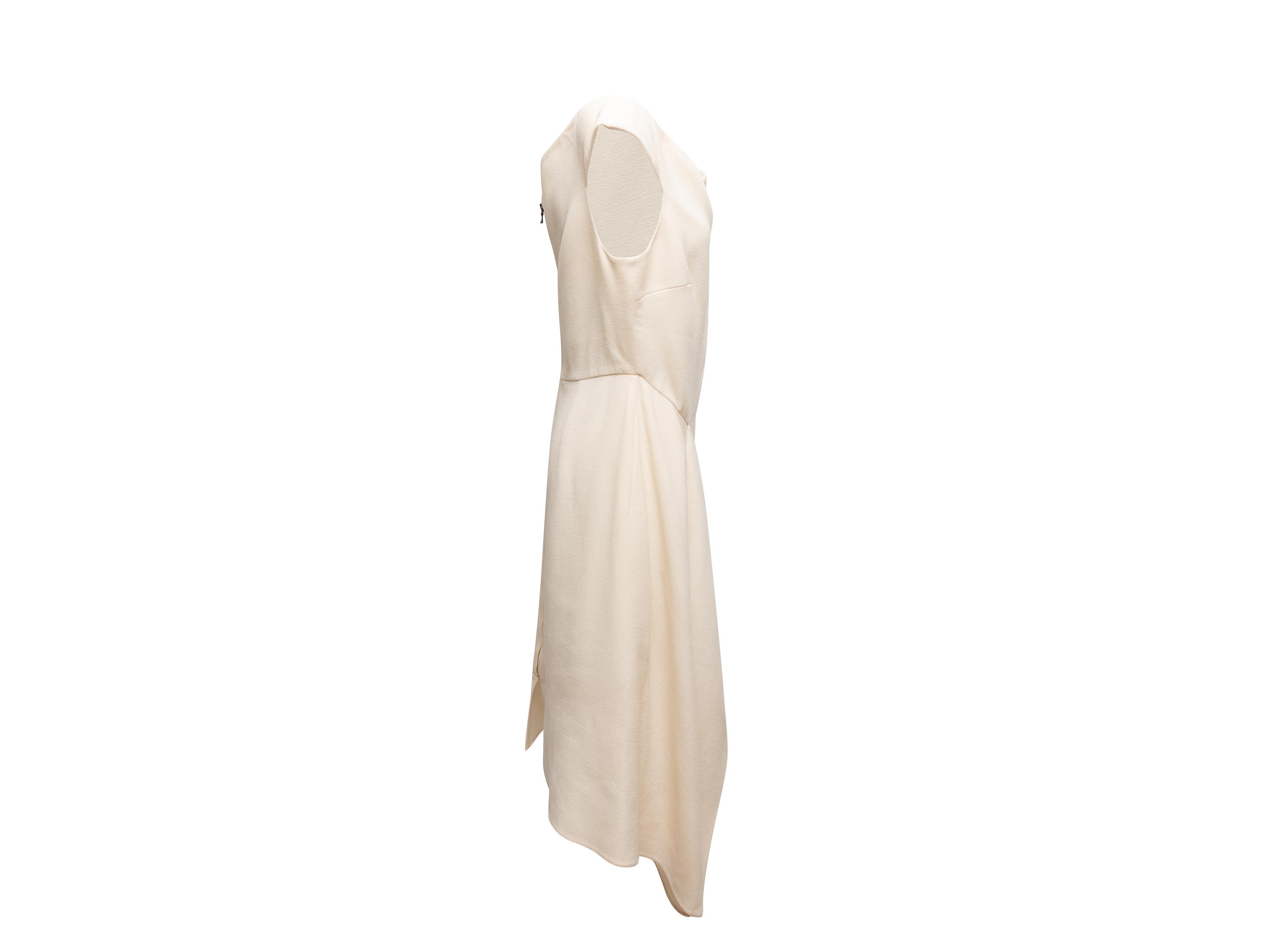 Beige Robe sans manches en laine crème Roland Mouret Taille 12 en vente