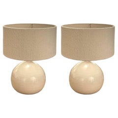 Cream Rounded Base Pair Lamps, China, Contemporary