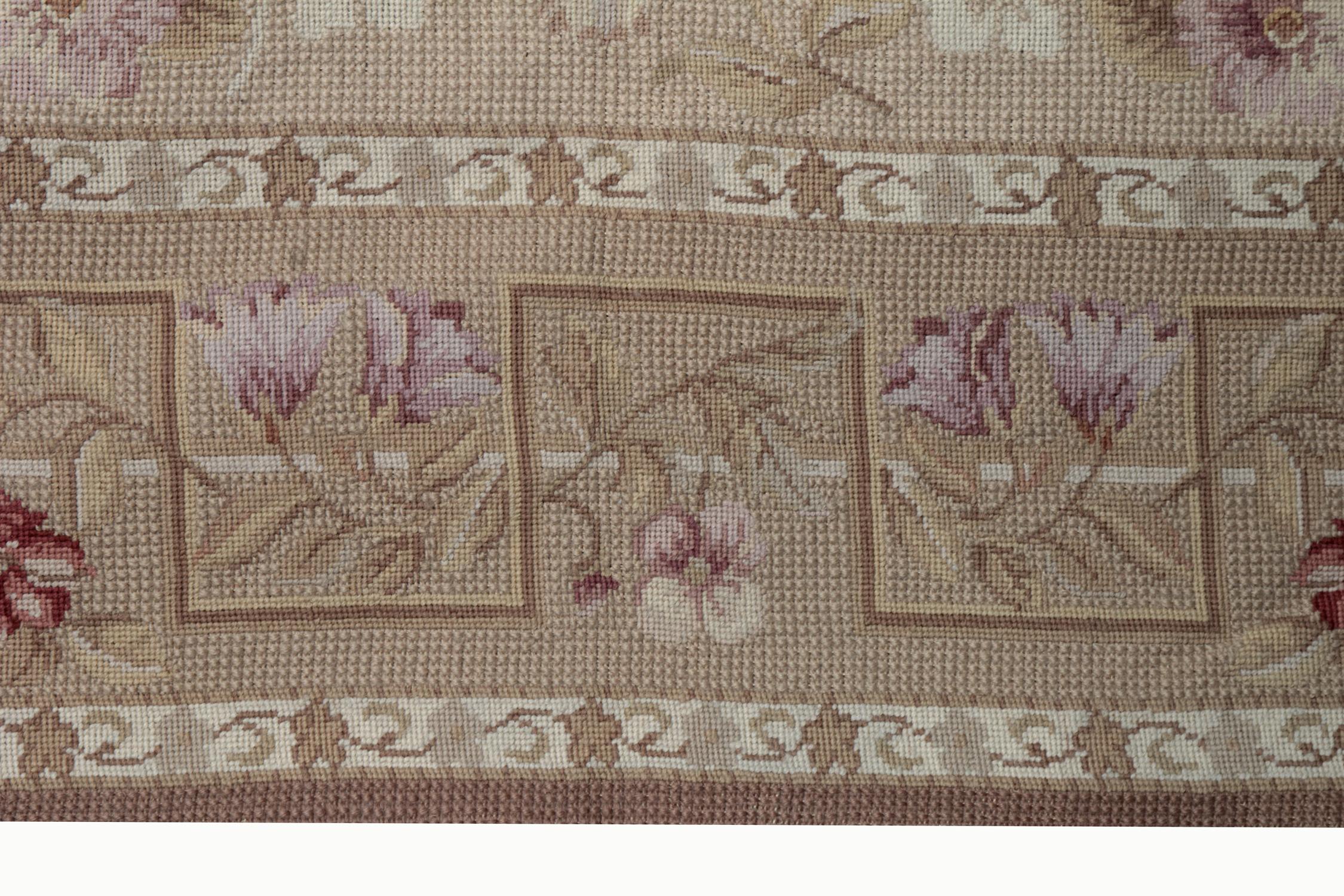 Chinese High Quality Handmade Rug Genuine Cream Coloured Floral Carpet Aubusson Rug 