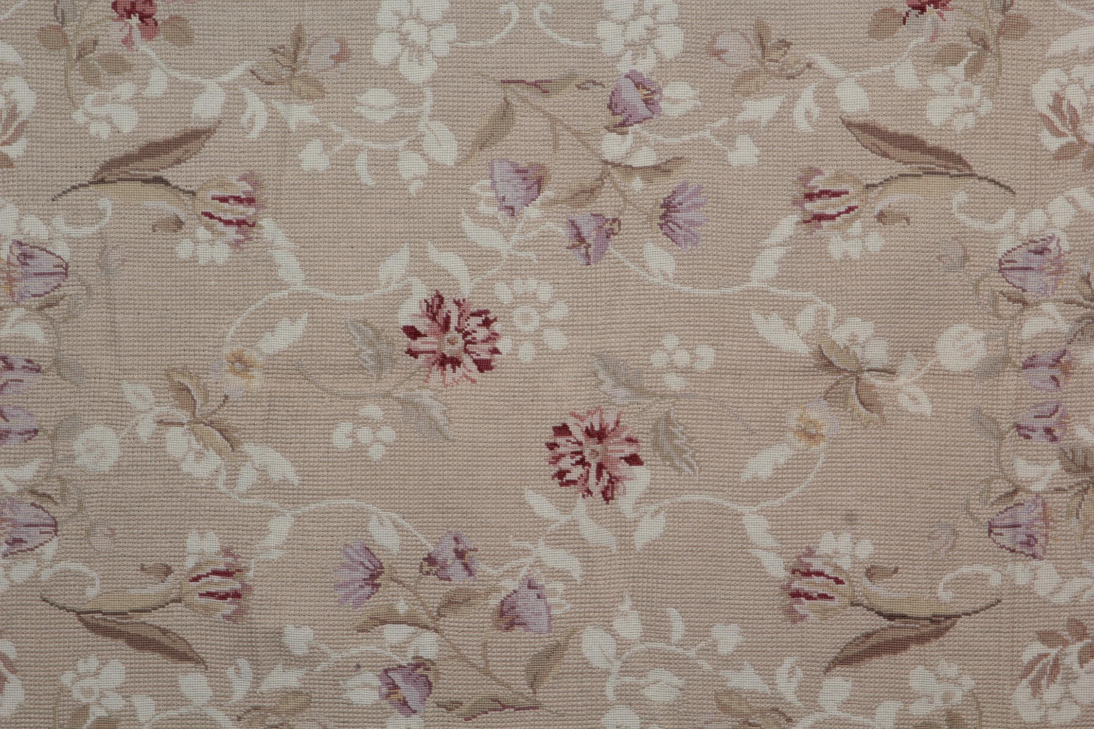Needlework High Quality Handmade Rug Genuine Cream Coloured Floral Carpet Aubusson Rug 