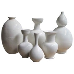 Cream Sculptural Shapes Hand Made Terra Cotta Vases, China, Contemporary