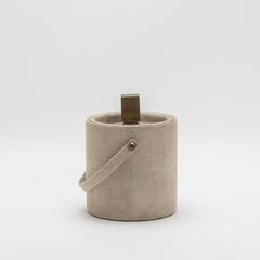 Ice Bucket in Cream Shagreen with Bronze Patina Brass Details by KIFU Paris