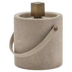 Ice Bucket in Cream Shagreen with Bronze Patina Brass Details by KIFU Paris