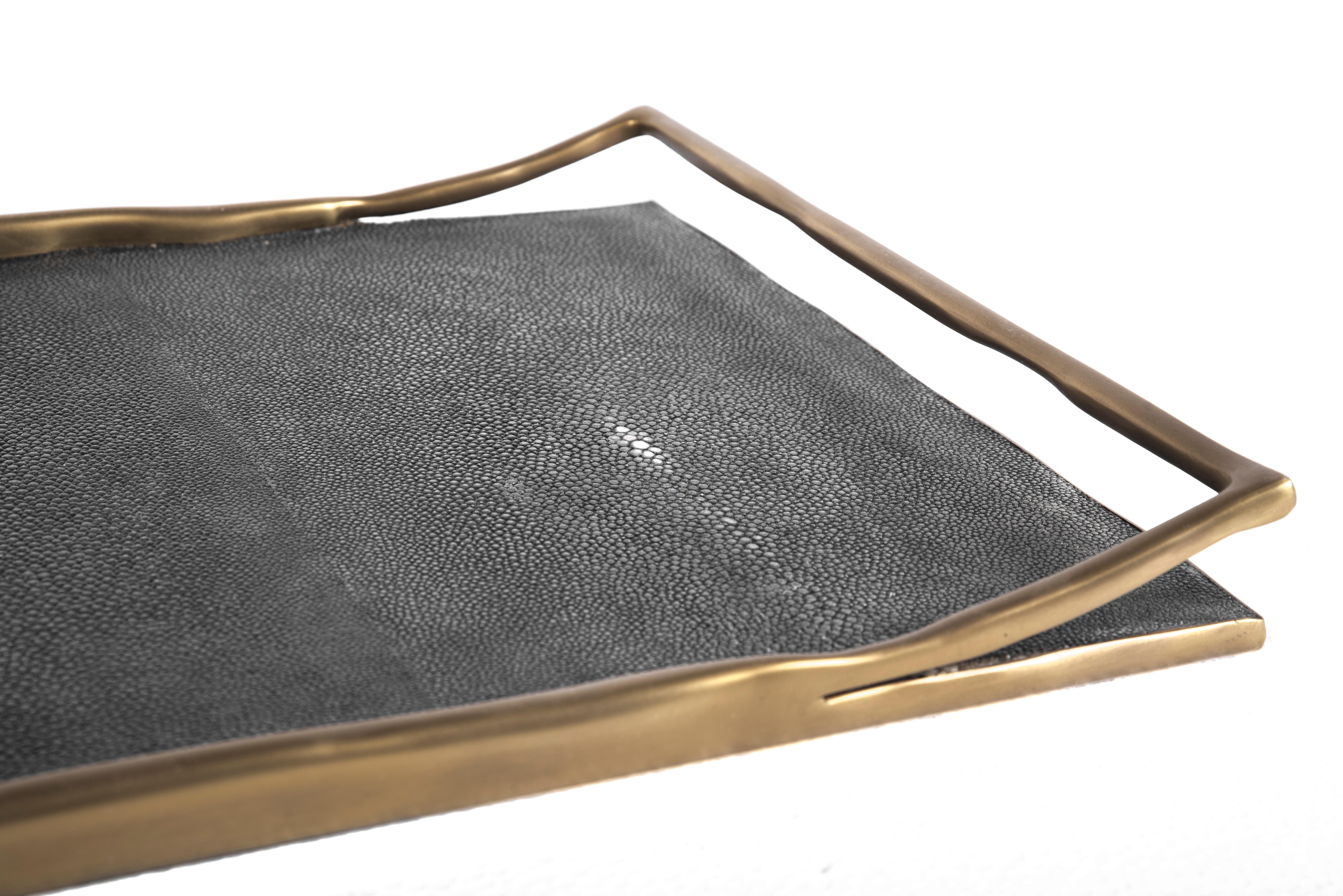Contemporary Cream Shagreen Tray by R&Y Augousti For Sale