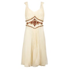 cream embellished dress Cream Silk Embellished Dress Size XL