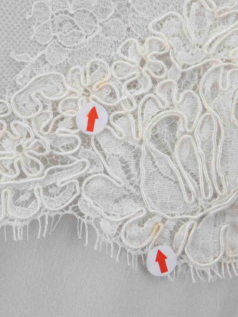 Cream Silk Lace Detail Blouse Size L 1