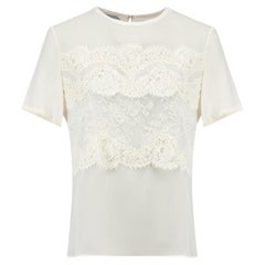 Cream Silk Lace Detail Blouse Size L