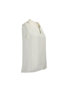 Cremefarbenes Seiden-V-Ausschnitt-Top ohne Ärmel Größe M