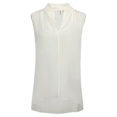 Cream Silk V Neck Sleeveless Top Size M