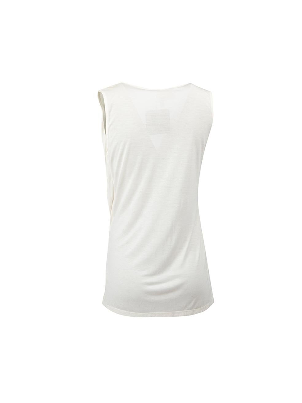 Cream Silver Taping Sleeveless Top Size M In Good Condition For Sale In London, GB