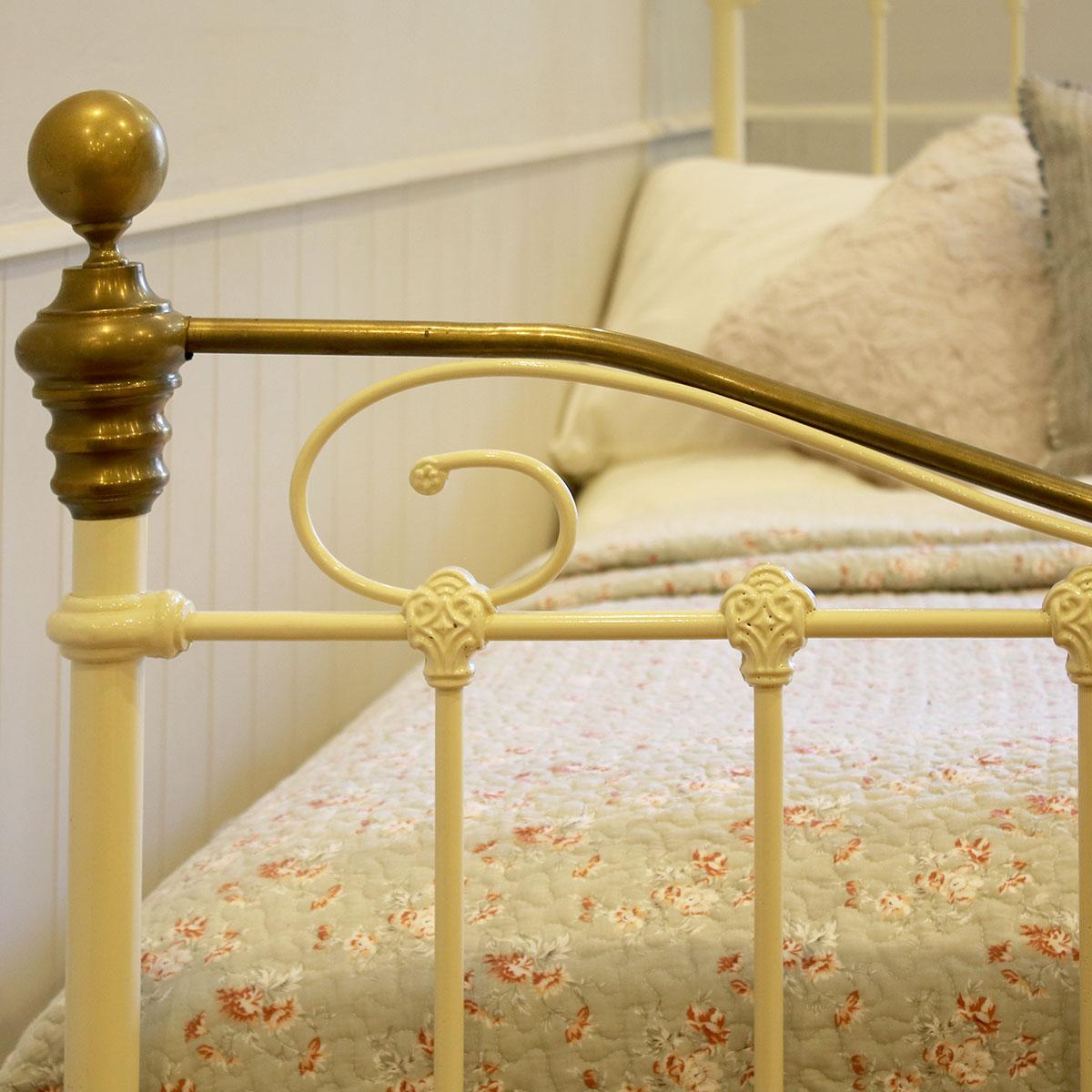 19th Century Cream Small Double Antique Bed, MD94