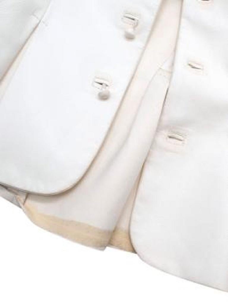 Cream Soft Leather Structured Jacket For Sale 1