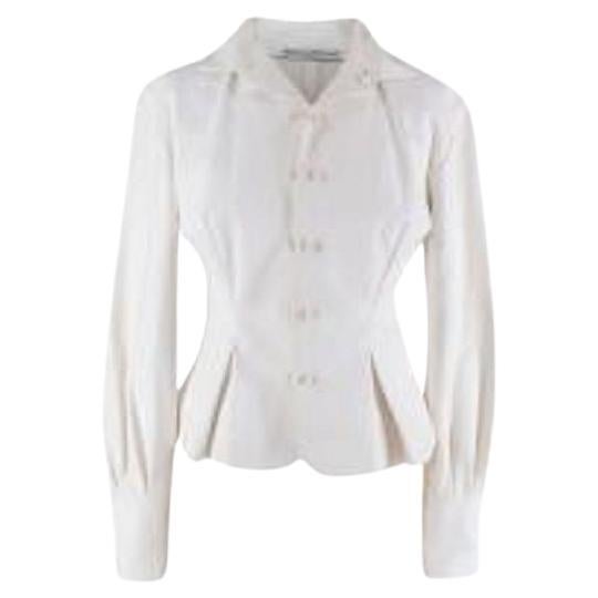 Cream Soft Leather Structured Jacket For Sale
