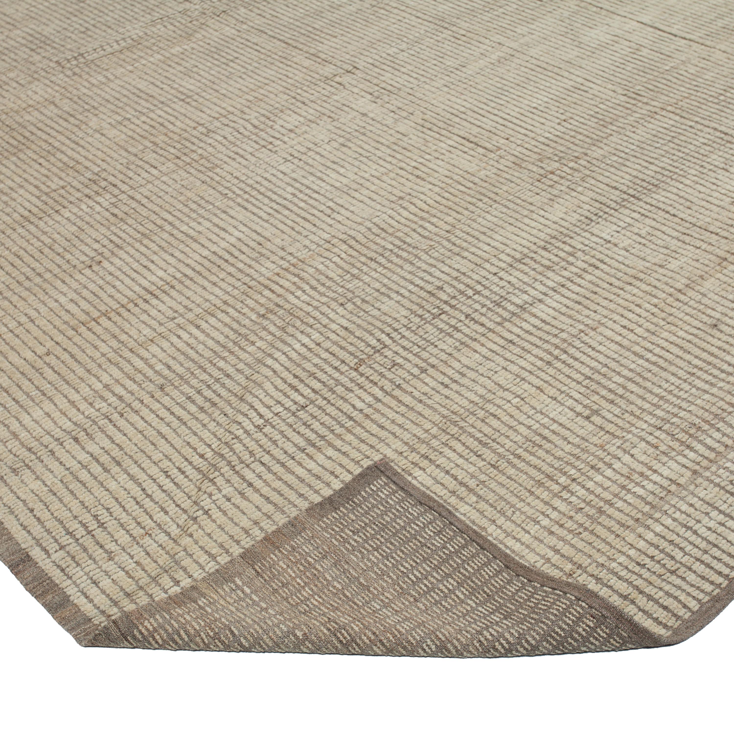 Afghan abc carpet Cream Solid Zameen Modern Wool Rug - 9'4