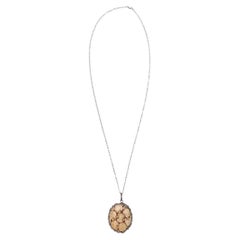 Cream Stacey Singer Carved Turtle Pave Diamond Pendant Necklace