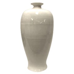 Cream Tall Small Spout Ceramic Vase, China, Contemporary