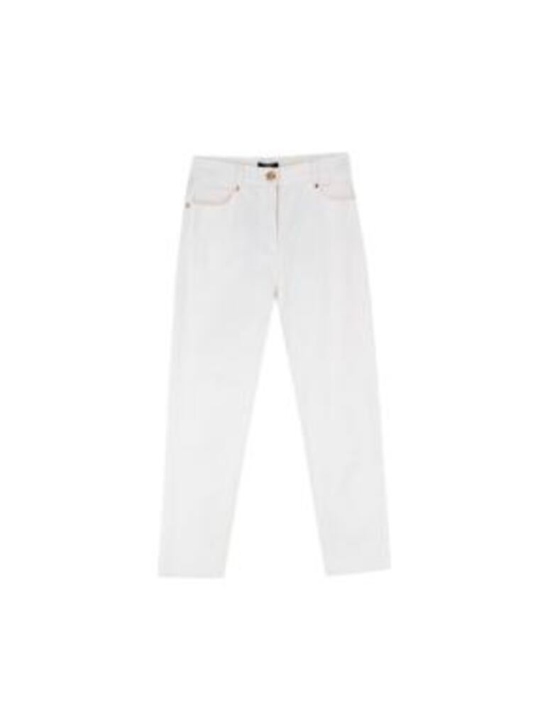 Cream Tapered Jeans with Gold Buttons For Sale at 1stDibs
