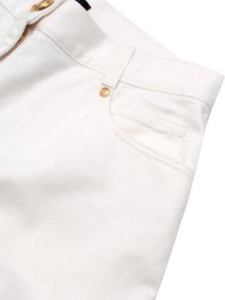 Cream Tapered Jeans with Gold Buttons For Sale at 1stDibs