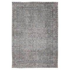Cream, Taupe, and Brown Antique Persian Sultanabad Rug with Floral Design