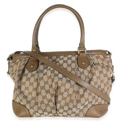 Cream Taupe Beige GG Canvas Medium Sukey Satchel