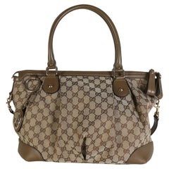 Cream Taupe Beige GG Canvas Medium Sukey Satchel