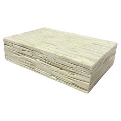 Caja con Tapa de Hueso Textura Crema, India, Contemporánea