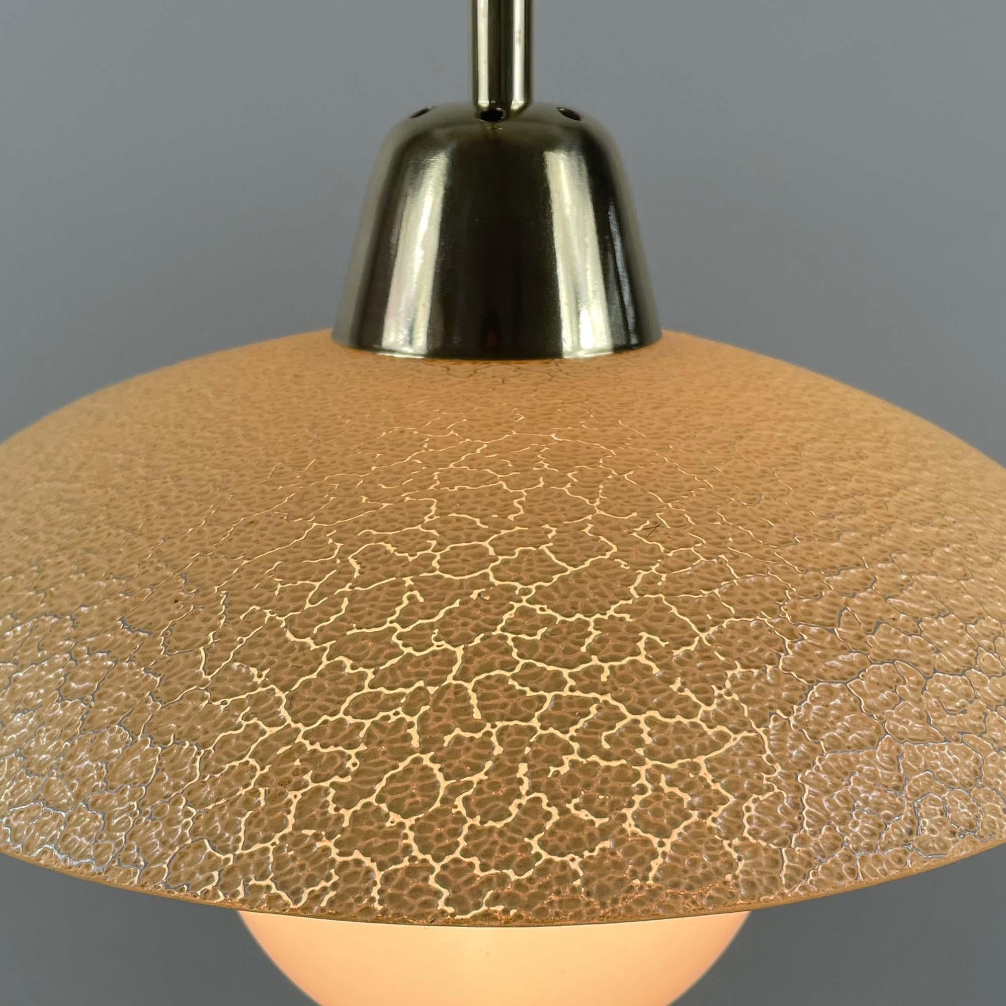 Cream Textured Glass and Brass Pendants, Sweden 1940s to 1950s For Sale 4