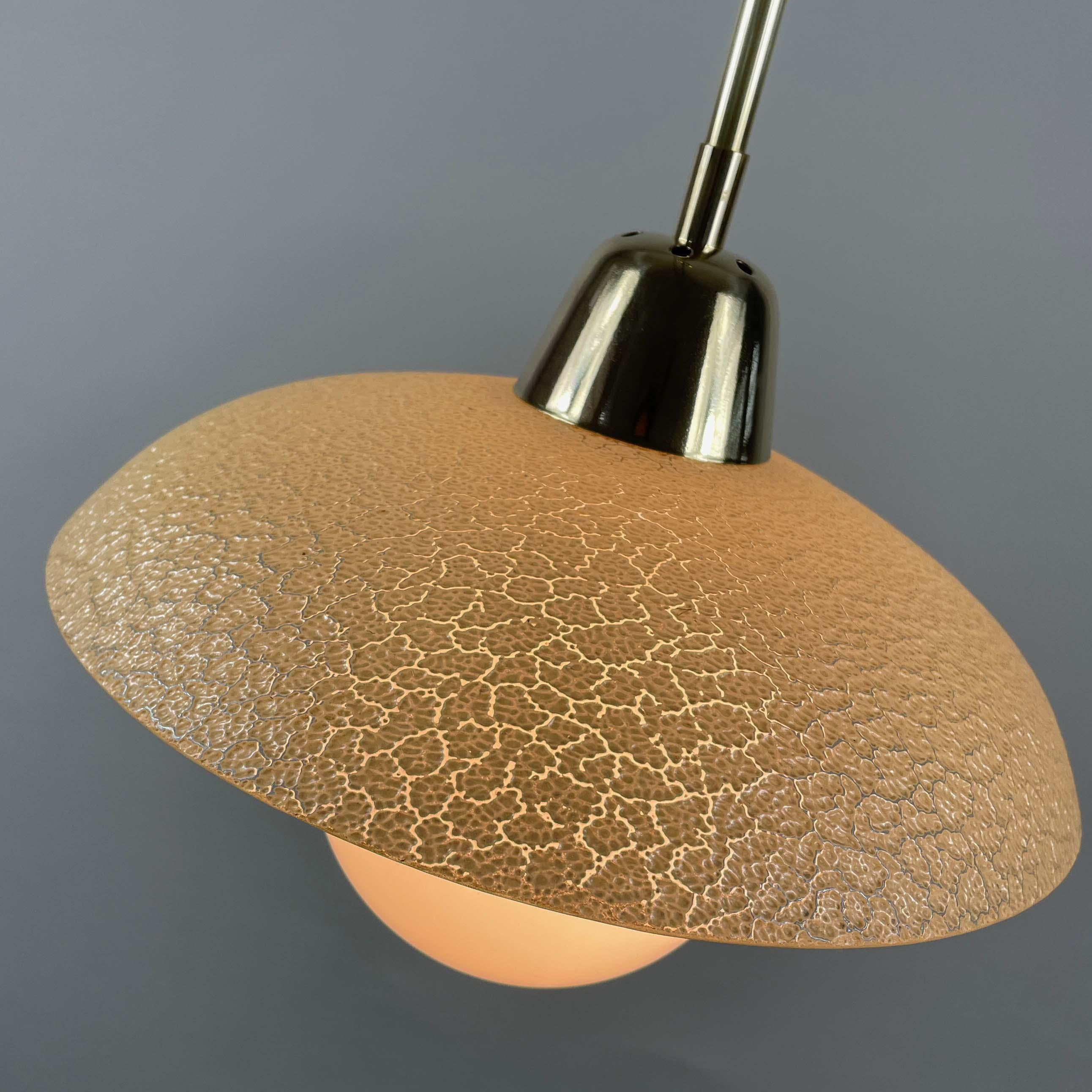 Cream Textured Glass and Brass Pendants, Sweden 1940s to 1950s For Sale 6
