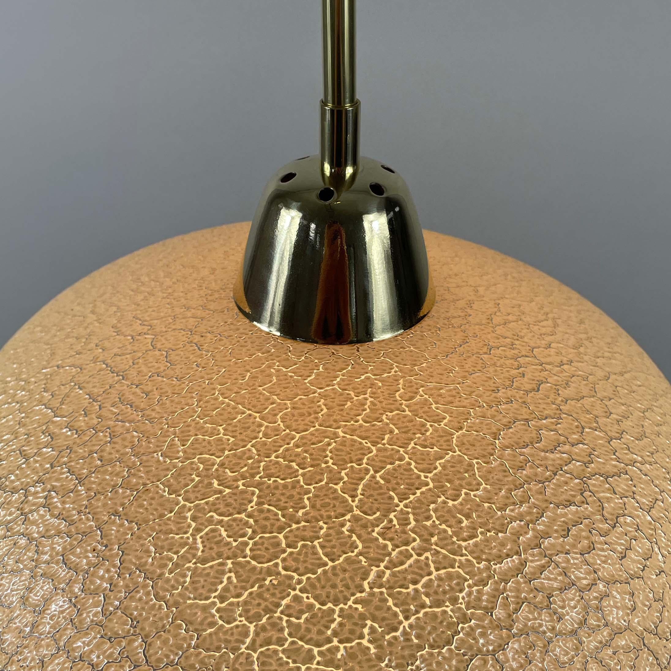 Cream Textured Glass and Brass Pendants, Sweden 1940s to 1950s For Sale 7