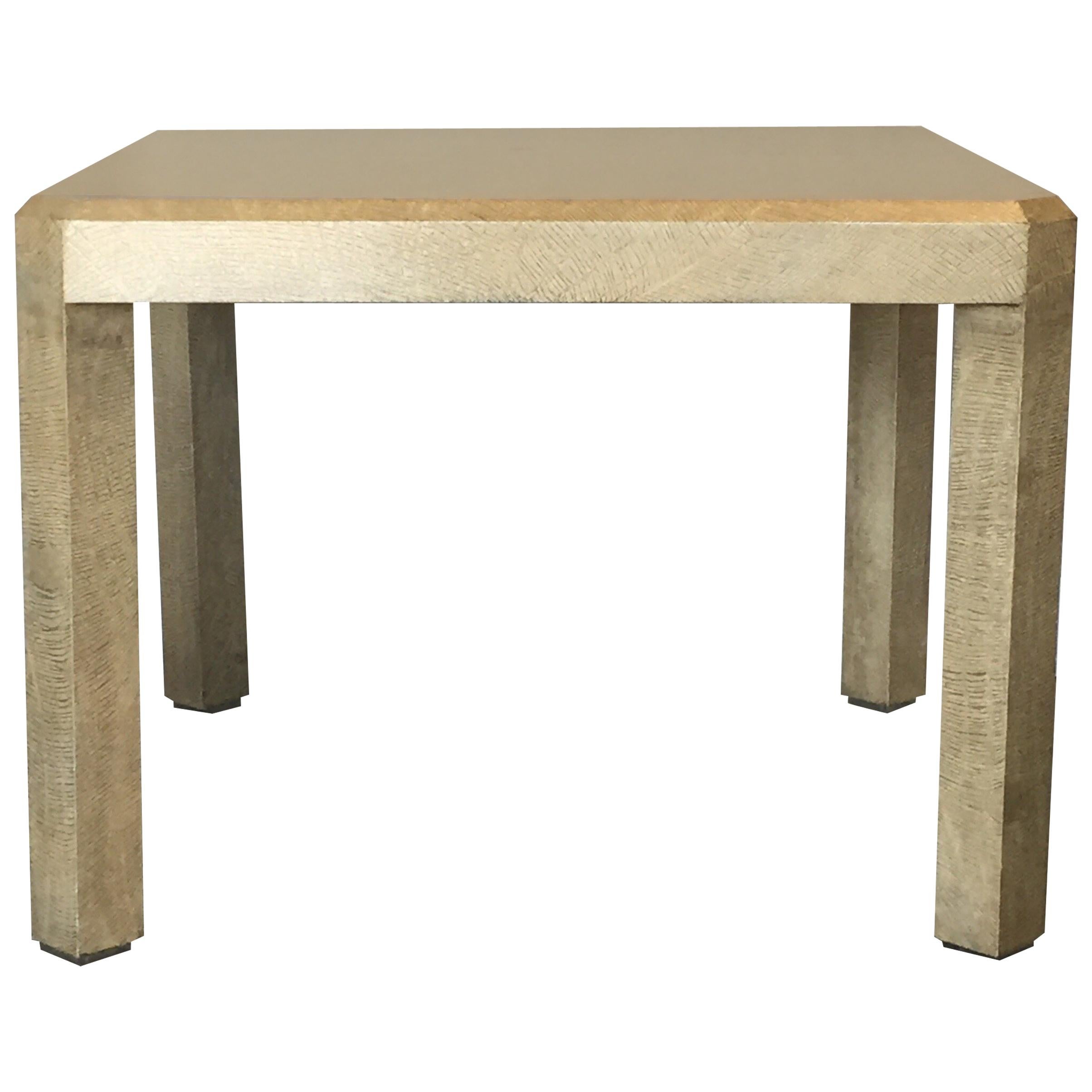 Cream Textured Parchment Clad Game Table by Karl Springer