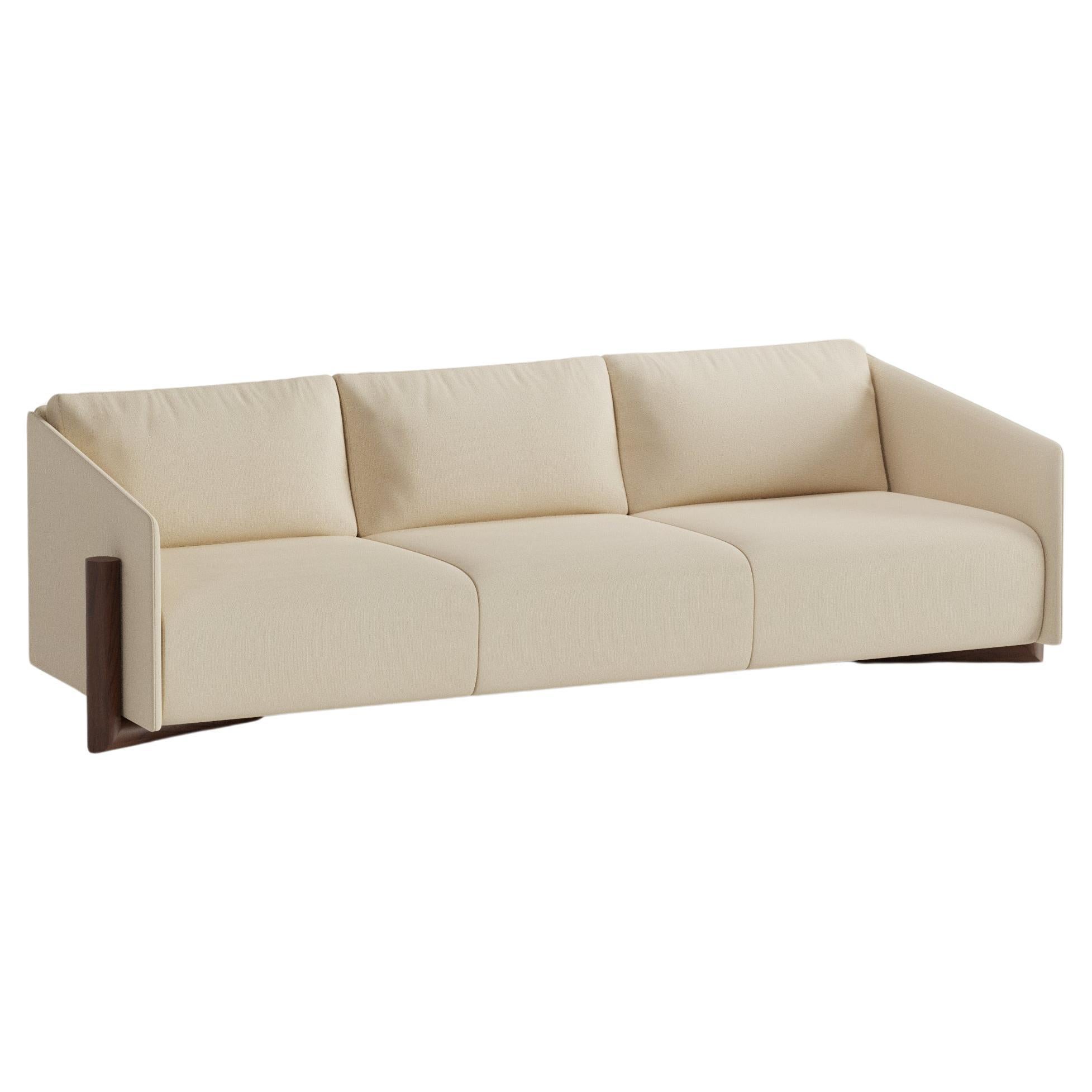 Cream Timber 4 Seater Sofa by Kann Design For Sale