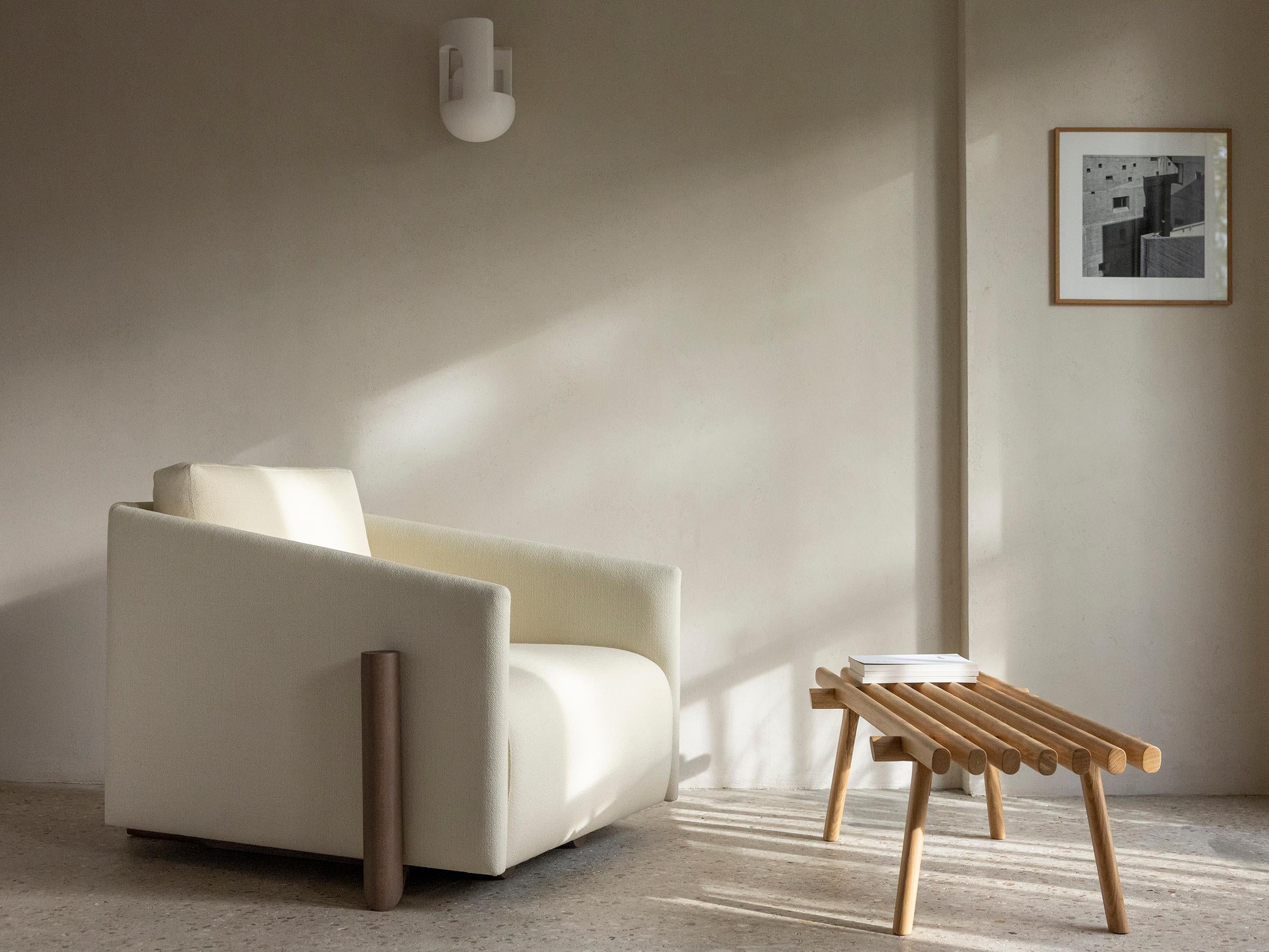 Post-Modern Cream Timber Armchair by Kann Design For Sale