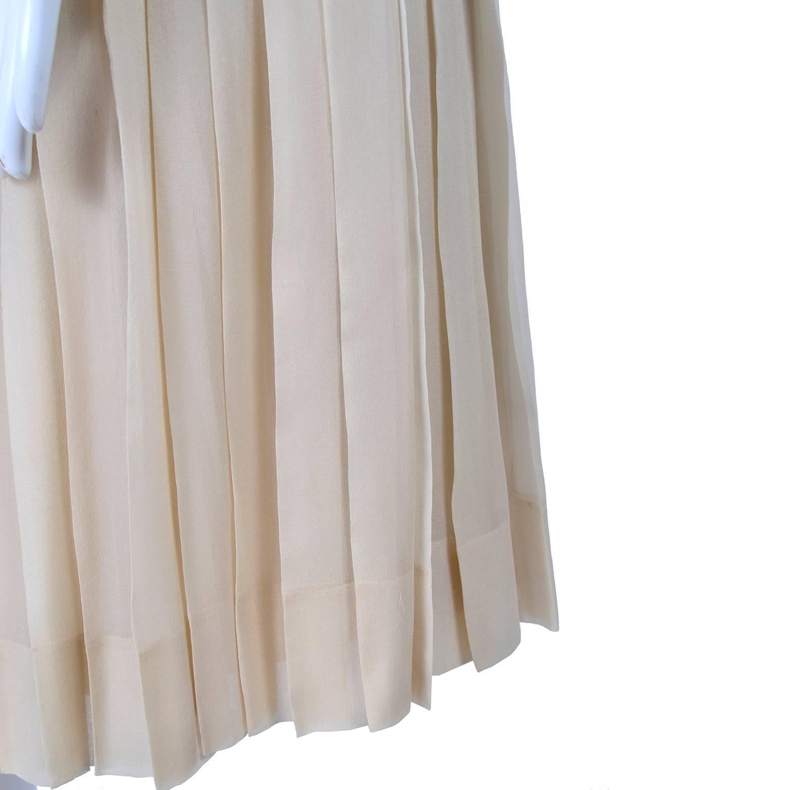 Silk Couture Vintage Designer Dress w Pleating in Nude Tissue Silk  In Excellent Condition In Portland, OR