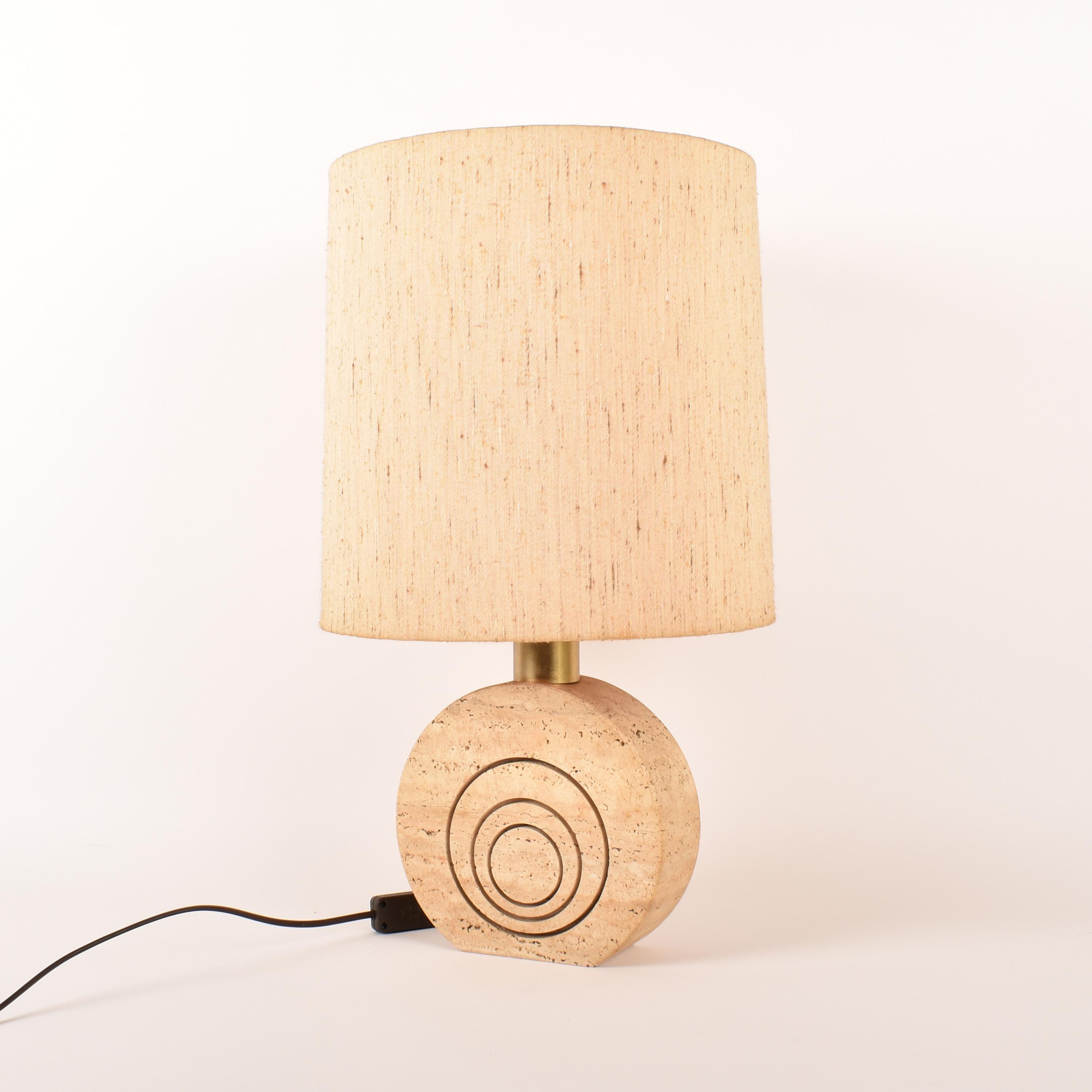 Cream Travertine Table Lamp By Fratelli Mannelli, Italy, 1970 For Sale 5