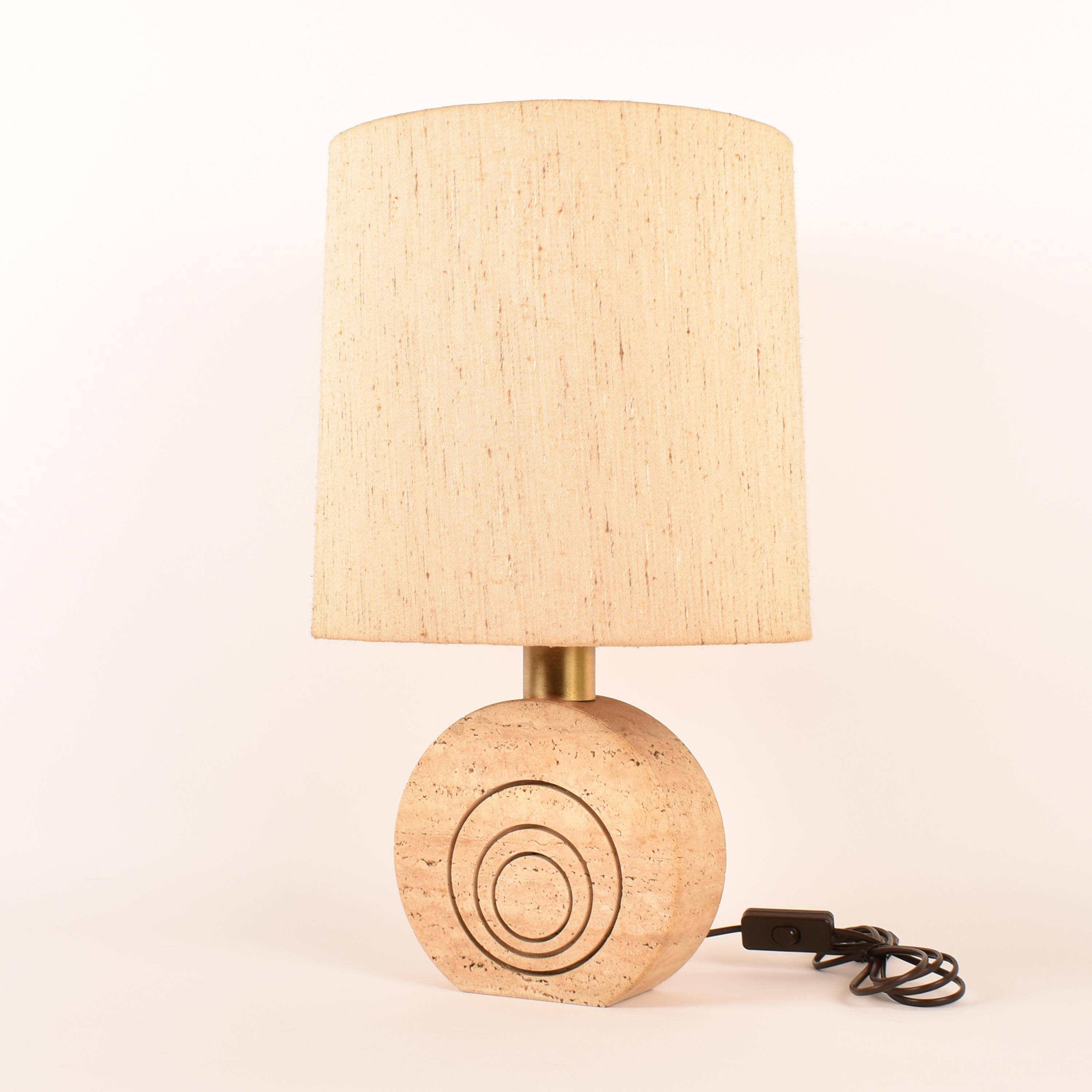 Italian Cream Travertine Table Lamp By Fratelli Mannelli, Italy, 1970 For Sale
