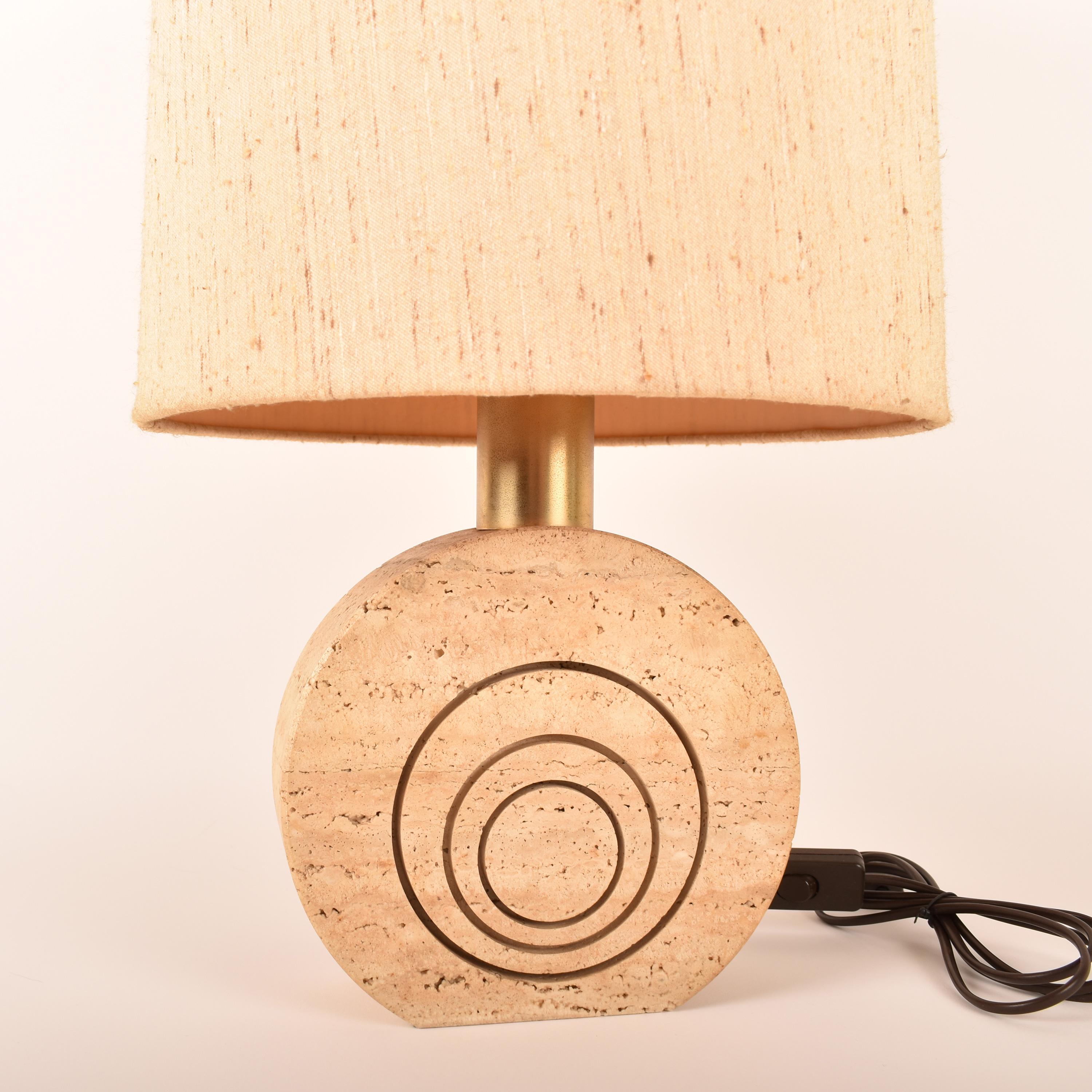 Cream Travertine Table Lamp By Fratelli Mannelli, Italy, 1970 In Good Condition For Sale In Le Grand-Saconnex, CH
