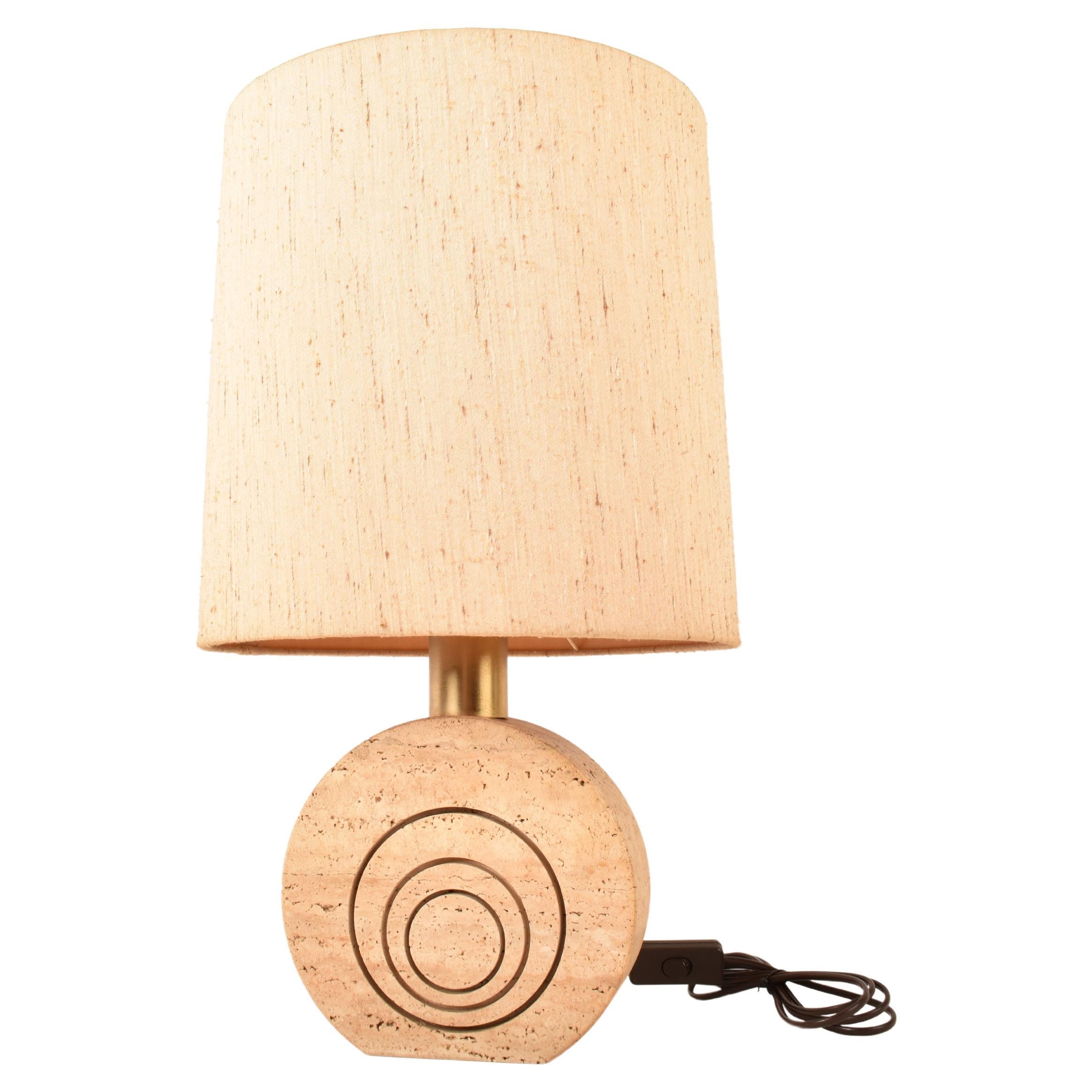 Cream Travertine Table Lamp By Fratelli Mannelli, Italy, 1970 For Sale