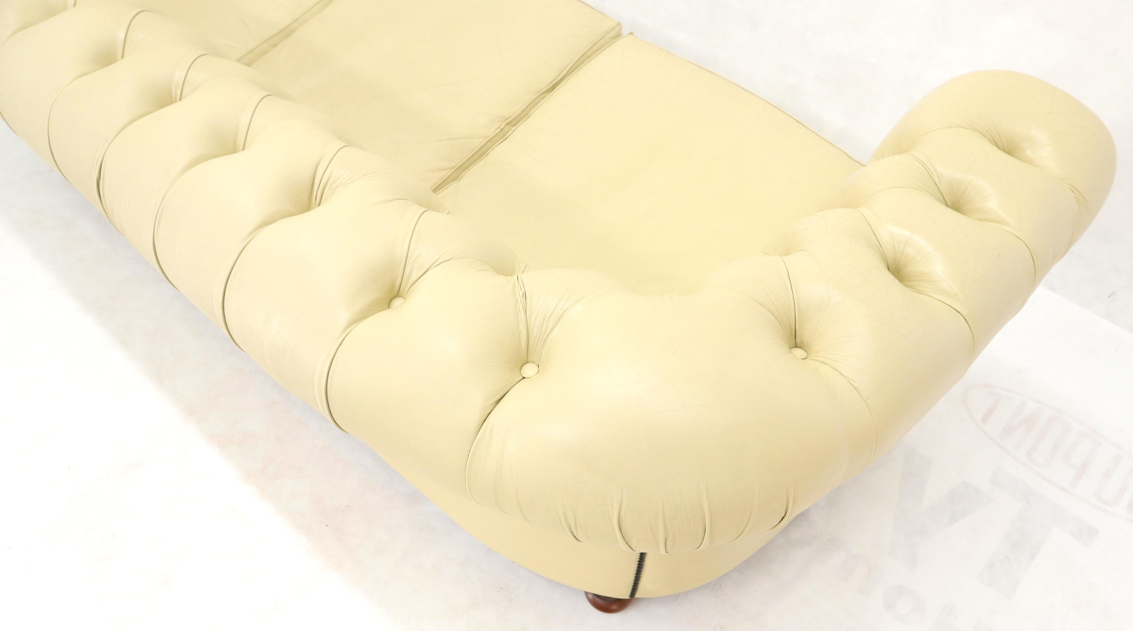 Cream Tufted Leather Chesterfield Sofa 5